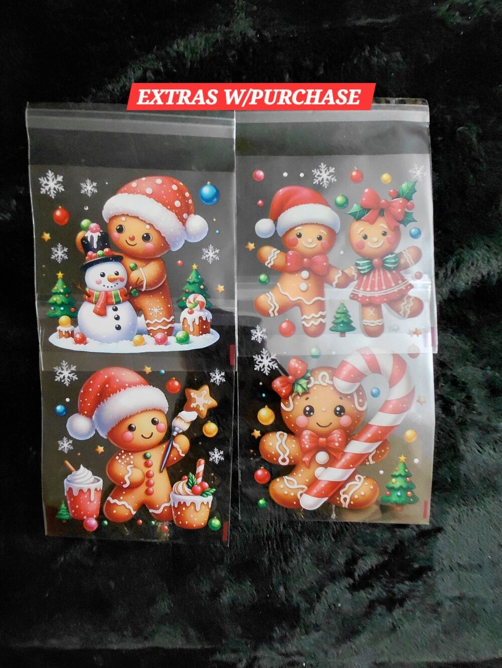 20ct. Holiday Gingerbread Treat Bags - Festive Christmas Design 3.94x5.19